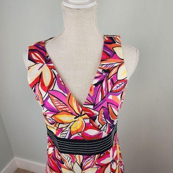 D By Limited Women’s Sleeveless Splice Neck Faux Wrap  Floral Midi Dress Size 8 - Picture 2 of 7